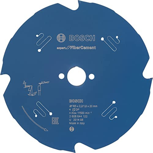Bosch Professional 1x Kreissägeblatt Expert for Fiber Cement (Faserzement, Sägeblatt Ø 165 x 20 x 2,2 mm, 4 Zähne, Zubehör Kreissäge)