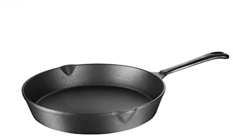 Vogue Cast Iron Skillet Frying Pan, Round, 25cm / 10 inch - All Hobs Including Induction M655