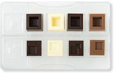 Decora 0050126 Stampo Professionale Cioccolatino Quadro Componibile, 10 cavità, ø 30 x h 5-15 Mm, In Policarbonato, Ideale per Realizzare Cioccolatini Lucidi e Croccanti, Design Professionale, Made in Italy