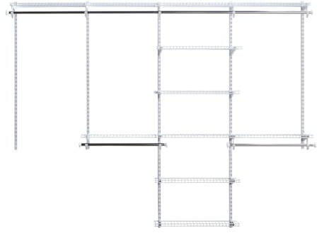 Rubbermaid Configurations Closet Shelves & Hanging Kit (2) 26 Shelves White Custom Pantry Organizer and Storage/Clothes Rack for Home/Laundry/Bathroom/Mudroom/Pantry/Linen Closet