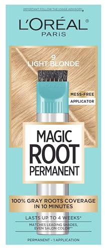 L’Oréal Paris Magic Root Permanent Hair Color, 10 Minute Root Coloring Kit with 100% Gray Hair Coverage, 9 Light Blonde, 1 Count