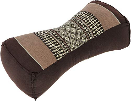 GURU SHOP Nackenkissen, Nackenstütze Thaikissen Kapok - Braun, 11x14x32 cm, Nackenkissen im Thai-Stil