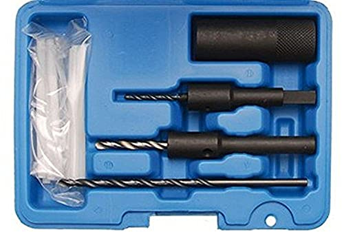 BGS 8632 | Heckscheiben-Waschanlagen-Reparatur-Satz | für VAG | Düsenreste und Messingrohr ausbohren | Führungsbuchse | 3 Bohrer, 2 mit Führungshalter | 10 Kunststoffrohre