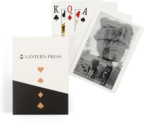 Lantern Press Colorado Springs, CO, Garden of Gods Balanced Rock, Men on Burros Photograph, 52 Playing Cards for Adults, Poker Size Card Deck