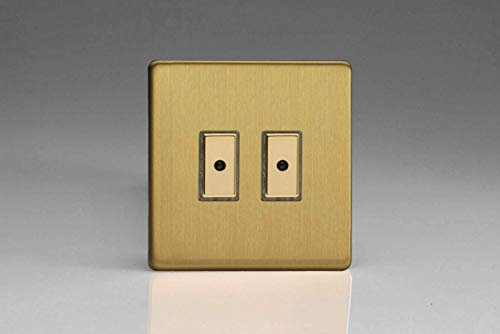 Varilight Eclique 2 2-Gang 1-Way Remote/Tactile Touch Control Master LED Dimmer Light Switch 2 x 0-100W (Max 10 LEDs) Brushed Brass JDBE102S