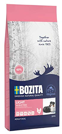 BOZITA Light Weizenfrei Hundefutter - 10 kg - nachhaltig produziertes Trockenfutter für erwachsene Hunde mit niedrigem Energiebedarf - Alleinfuttermittel