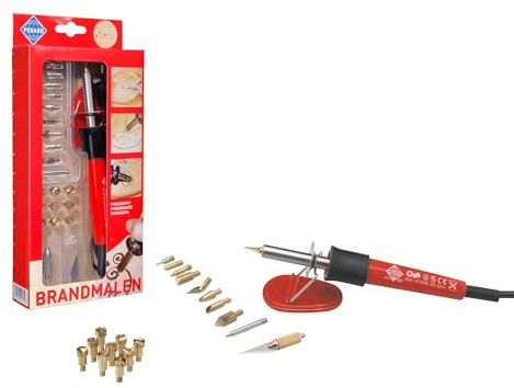 Pebaro brandmålningsset, 1 brännkolv, 11 brännspetsar, 9 brännstämplar, multi, akryl, penna, set
