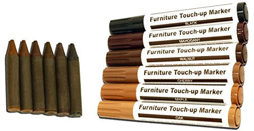 Total Furniture Repair System - 12Pc Scratch Restore & Repair Touch-Up Kit - Felt Tip Markers, Wax Stick Crayons. by RamPro