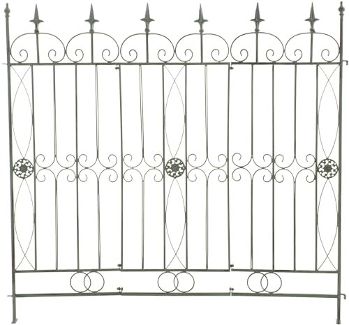 CLP Gartenzaun Mangold I Rankzaun Aus Eisen I Steckzaun-Element Ohne Betonieren, Farbe:antik-grün
