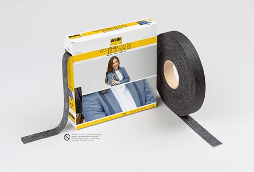 Vlieseline GP - Cinta para Bordes (2 cm x 100 m, 70% PA, 30% PES, Grafito, 2 cm)