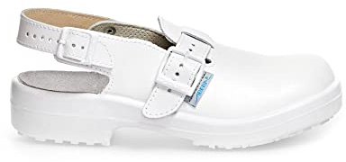 ABEBA 1000-40 Sicherheitsschuh - Arbeitsclog - Classic - Genarbtes Leder und Mikrofaser - Antistatisch - Größe: 40 - Farbe: Weiß