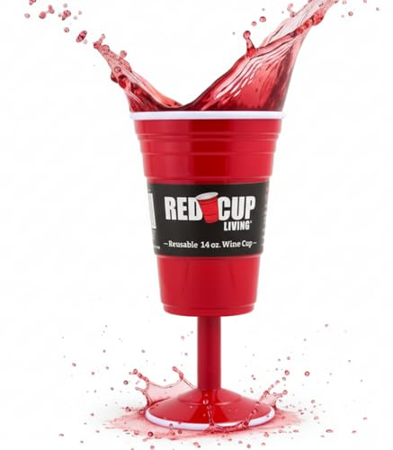 Red Cup Living Reusable Wine Cup, 14-Ounce, Red