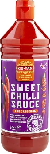Go-Tan - Salsa Chili dulce aromática GMO FREE, Origen sudeste asiático, Sabor dulce especiado con toque picante, 1 L