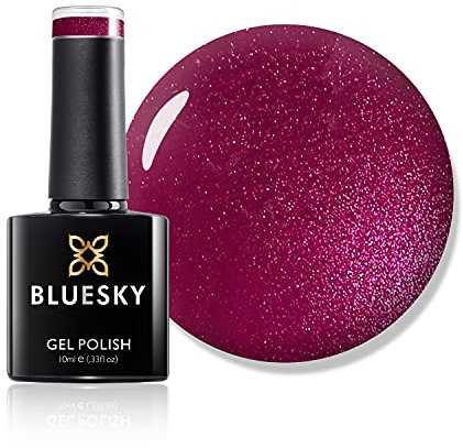 Bluesky Gel Nail Polish, Red Baroness 80509, Dark, Glitter, Red, Ruby, Long Lasting, Chip Resistant, 10 ml (Requires Drying Under UV LED Lamp)