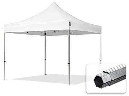 TOOLPORT Faltzelt Professional 3x3 m Faltpavillon ohne Seitenteile ALU Pavillon Partyzelt schwer entflammbar weiß