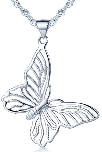 Unendlich U Fashion 925 Sterling Silber Damen Halskette Hohl Schmetterling Anhänger Kettenanhänger