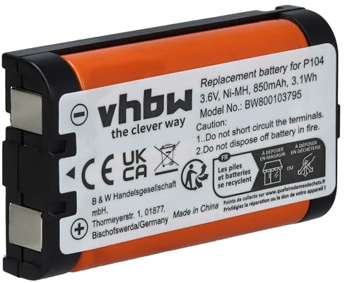 vhbw Akku Ersatz für GP85AAALH3BXZ, HHR-P104, HHR-P104A, P104A/1B, Type 29 schnurlos Festnetz Telefon (850mAh, 3,6V, NiMH)