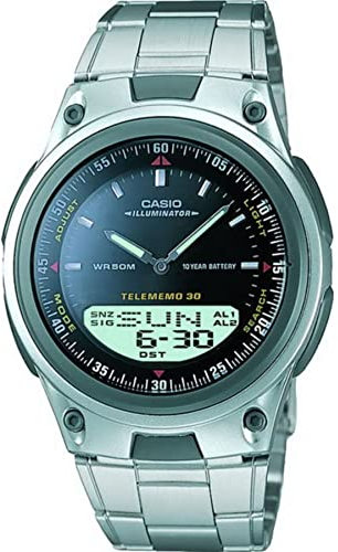 CASIO Men's Quartz Analogue Digital Watch with Stainless Steel Strap AW-80D-1AVCB, silver, AW-80D-1AV