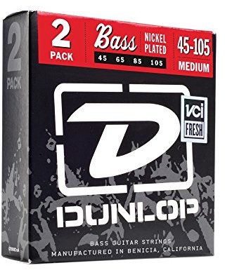 Jim Dunlop 2PDBN45105 Vier Saiten für Bassgitarren (Medium), Pack mit 2 Sets
