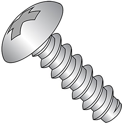 18-8 Stainless Steel Sheet Metal Screw, Plain Finish, Truss Head, Phillips Drive, Type B, #6-20 Thread Size, 3/8 Length (Pack of 100)