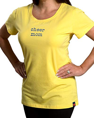 Pavilion Gift Company Women's Cheer Mom Semi-Fitted T-Shirt, Yellow, Small