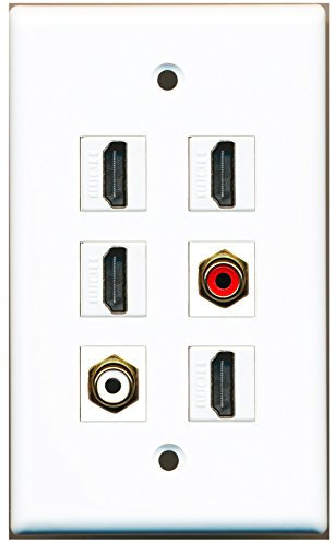 RiteAV – 4 HDMI 1 puerto RCA rojo 1 Puerto RCA blanco placa de pared