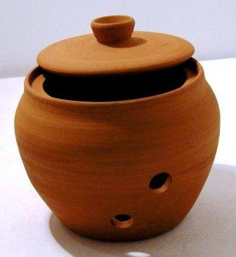 Knoblauchtopf - Terracotta - handgefertigt - Ø 9 cm - 9 cm hoch - rund