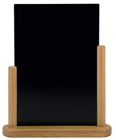 SECURIT - Tableau de Table - Ardoise Porte-Menu Double-Face - Finition Bois de Hêtre Laqué - Pour Café, Bar, Restaurant - 21 x 30 cm - Coloris Teck