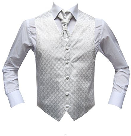 MMUGA Hochzeitwesten Set mit Plastron Weiß 50