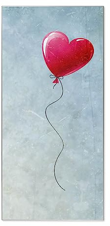 banjado® Magnettafel 37 x 78cm / Magnetwand aus Metall/Magnetpinnwand als Memoboard/Pinnwand Magnettafel Küche, Büro, Kinderzimmer inkl. 4 Magnete & Montageset - Motiv Herzballon