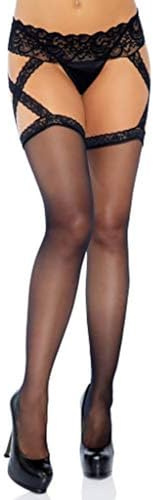 Leg Avenue Criss Cross Durchscheinend Straps Gürtel Strumpfe Model 1653 Einheitsgröße Schwarz, 1er Pack