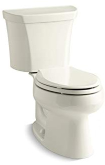 KOHLER 3988-RA-96 Wellworth Two-Piece Elongated Dual-Flush Toilet with Right-Hand Trip Lever, Biscuit