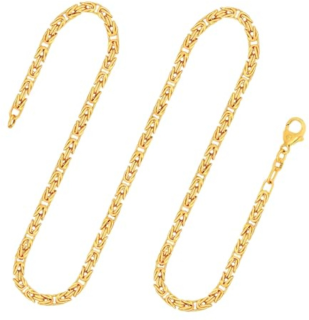 EDELIND Königskette Gold - Echtgold 585, Kette 3.2 mm mit Stempel, Gelbgold Halskette aus Deutschland, Herren Goldkette mit Karabinerverschluss, Länge 45 cm, Gewicht ca. 32.8 g.