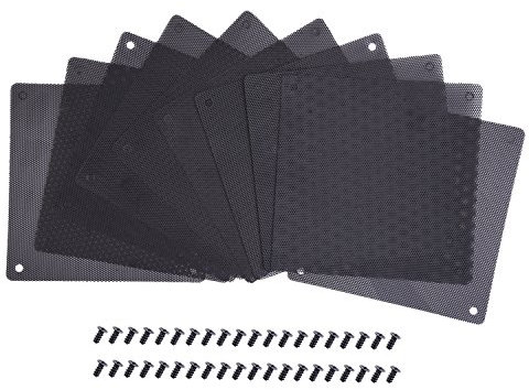 EBOOT Lot de 10 filtres pour ventilateur d'ordinateur - 120 mm - En PVC - Noir - Anti-poussière - Avec 40 vis