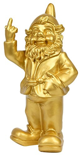 Naughty Coloured Polyresin Garden Gnome Ornament (Gold)