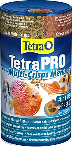 Tetra Pro Multi-Crisps Menu - Mix di mangime per pesci premium 4in1 con con diverse varietà di croccantini per energia, colore, crescita, lattina da 250 ml