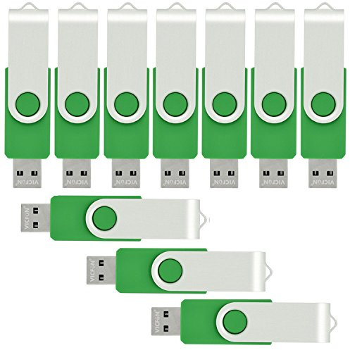 VICFUN 10 Pack 2GB USB Flash Drives 2GB USB 2.0 Memory Stick-Green