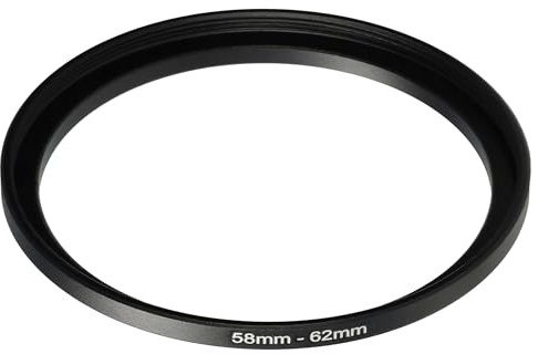 vhbw Anillo Adaptador Step Up de 58 mm a 62 mm para Objetivo de la cámara - Adaptador de Filtro, Metal, Negro