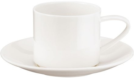 ASA À Table Tasse mit Untertasse aus Fine Bone China in der Farbe Weiß 0,2L, Maße: 8,5cm x 8,5cm x 7cm, 1992013