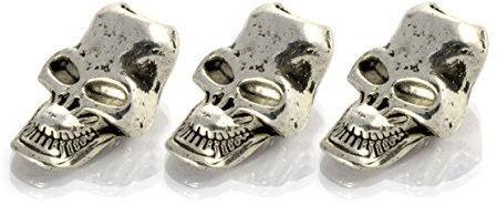 Metallperle/Zierperle/Zierelement Totenkopf (Skull), Halteöse ideal für Paracord 550, Farbe: Altsilber - Marke Ganzoo