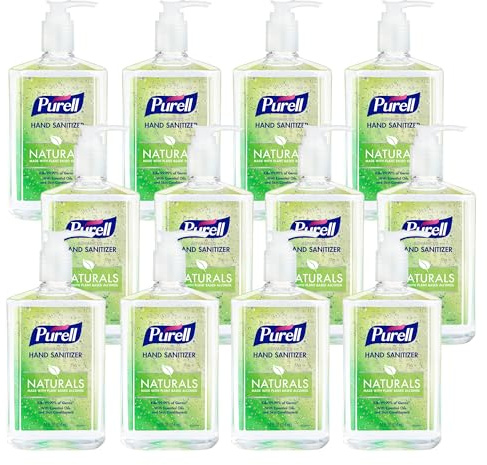 Purell NATURALS Advanced Hand Sanitizer Gel, with Skin Conditioners and Essential Oils, 12 fl oz Counter Top Pump Bottle (Case of 12) - 9629-12