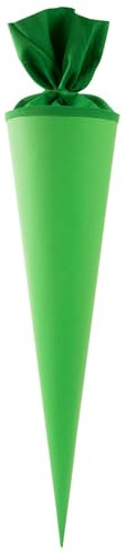 goldbuch 97822 Bastelschultüte, Rohling zum Selbstgestalten, Schultüte, Filzverschluss (ohne Verschlussband), Zuckertüte aus Lackkarton, Geschenkverpackung Einschulung, Länge 70 cm, Ø 19 cm, Grün