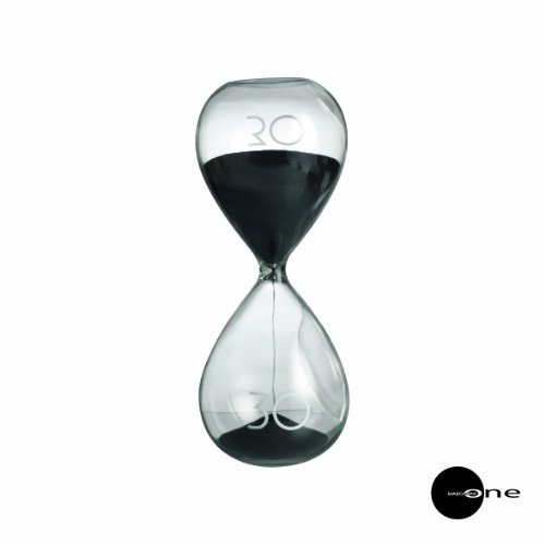 Mascagni Grand Clessidra Design in Vetro 30 MN – Timer 30 Minuti – Sabbia Nera – 19 cm – Decorazione per Interni