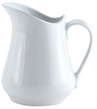 HIC Kitchen Creamer Pitcher With Handle, Fine Porcelain, 32-Ounce Capacity, For Coffee, Tea, Dressings, Gravies, Sauces