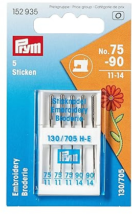 Prym 152935 Nähmaschinennadeln Sticken, 75 und 90