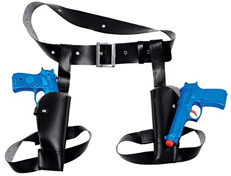 Black Twin Thigh Holster Set with Guns - Perfect Toy Weapons for Film & TV, Historical, World Book Day, Cosplay, Parties, & Gifts Halloween Halloween