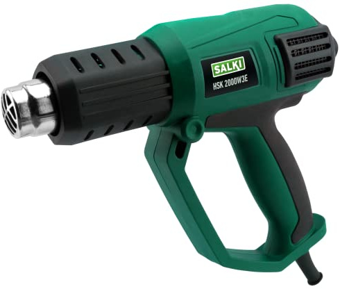 SALKI | Pistola de Aire Caliente HSK 2000W 3E | Soplador de Aire Caliente de 2000W | 3 Niveles de Potencia | Temperaturas del Aire de >50 °C | 450-600 °C | Para Decapar | Secar | Quitar Vinilos