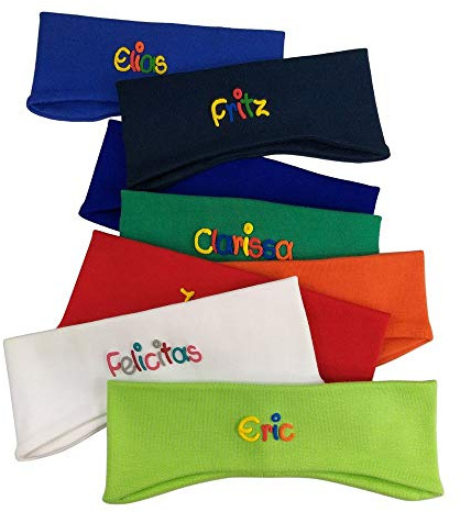 mein-name Ohrenstirnband weiß Größe L, Kinderstirnband, Stirnband mit Ohren, Ohrenschützer, Headband, Ohrenwärmer, schneller Versand