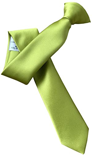 Great British Tie Club Corbatas ajustadas de satén para hombre, verde lima, Clip On Tie Length: 20 inches
