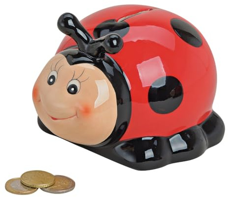 Lady Bug Children Small Lockable Piggy Bank Money Box with Lock and Key Money Box